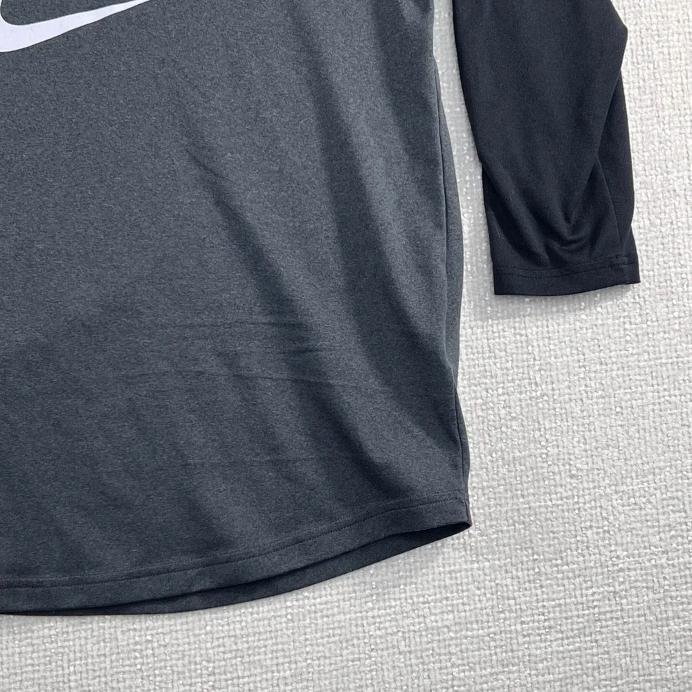 Nike Kids Dri-FIT Baseball Graphic Raglan Long Sleeve Shirt Gray Black Size‎ XL